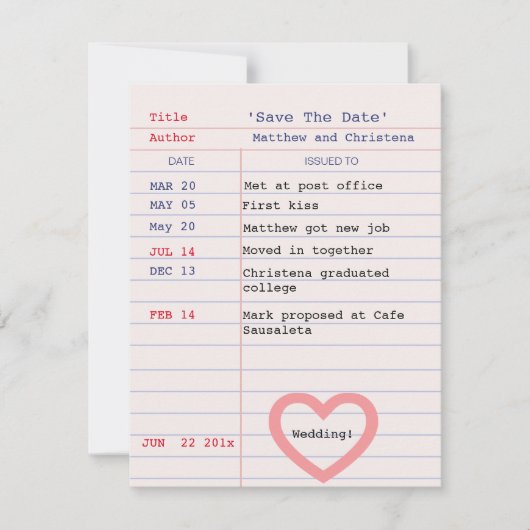 Mariage de la carte de bibliothèque Enregistrer le (Devant)