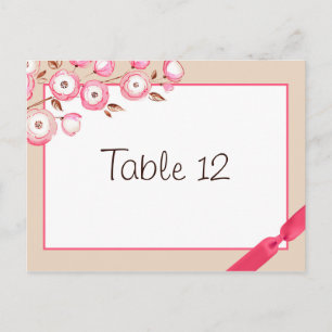 Mariage de la carte de numéro de table de la succu