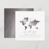 Mariage de la carte mondiale de l'aquarelle métall (Devant / Derrière)