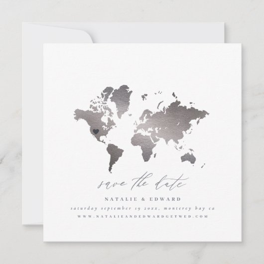 Mariage de la carte mondiale de l'aquarelle métall (Devant)