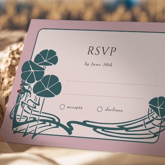 Mariage de la carte RSVP Botanique Dusty Rose