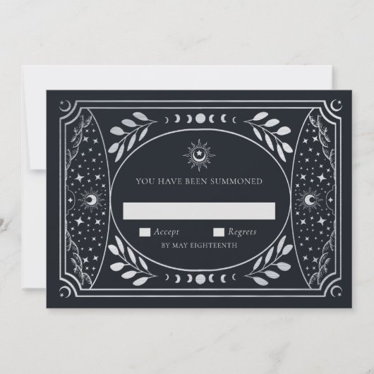 Mariage de la carte Tarot Elégant Argent RSVP (Devant)