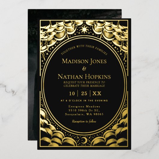 Mariage de la carte Tarot Stormy Gold Elegant (Recto/Verso)