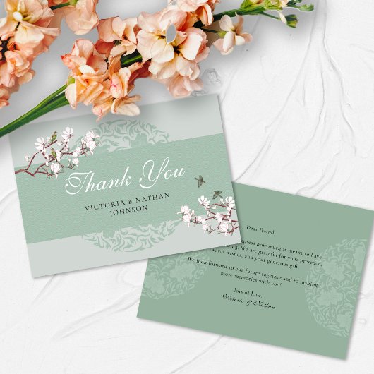 Mariage de la Chinoiserie Retro Sage Green Merci