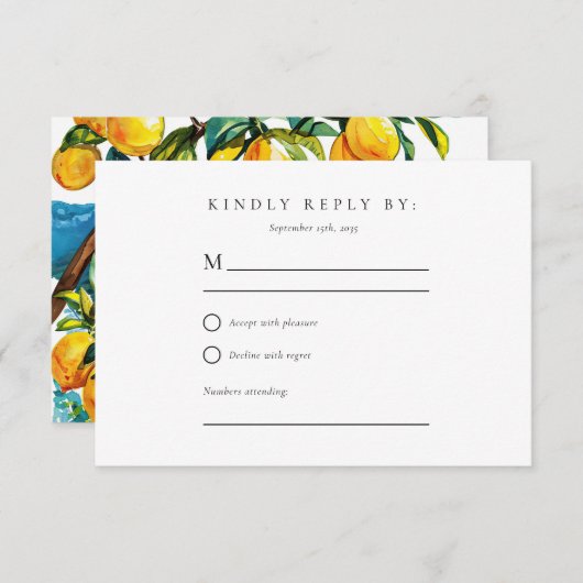 Mariage de la côte du citron Citrus Amalfi RSVP (Devant / Derrière)
