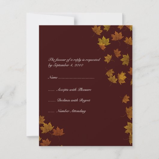 Mariage de la feuille d'érable d'automne RSVP -bru (Devant)