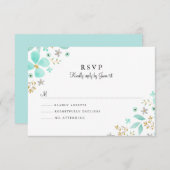 Mariage de la feuille d'or florale RSVP (Devant / Derrière)