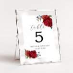 Mariage de la fleur de tourbe de Bourgogne de la M<br><div class="desc">Numéro de table mariage moderne et élégant avec aquarelle illustrant la fleur de pivoine bordeaux et marine avec verdure. Parfait pour un mariage d'automne ou d'hiver.</div>