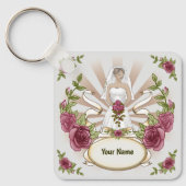 Mariage de la mariée Roses porte-clés personnalisé (Recto)