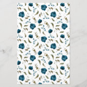 Mariage de la Marine Blue Peony Menu du dîner (Dos)