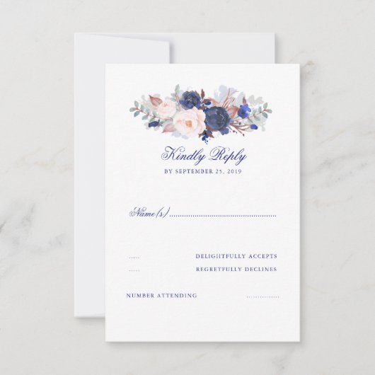 Mariage de la Marine Florals RSVP (Devant)