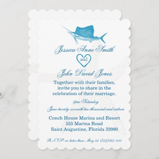 Mariage de la mer Invitation (Devant / Derrière)