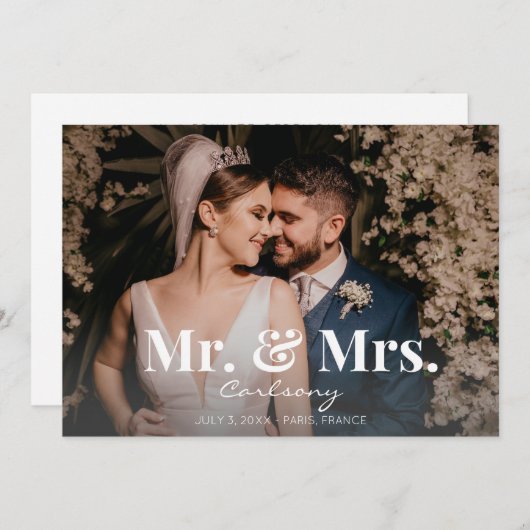 Mariage de la typographie Faire-part M & Mme - H (Devant / Derrière)