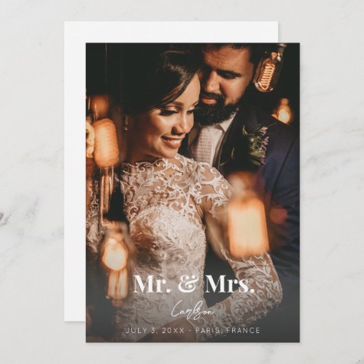 Mariage de la typographie Faire-part M & Mme V2 (Devant / Derrière)