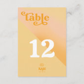 Mariage de la typographie Sunshine Numéro de table (Dos)