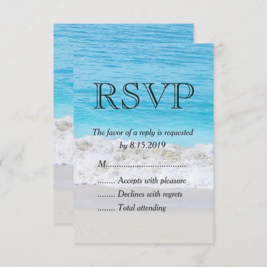 Mariage de la vague de sable bleu océan RSVP (Devant / Derrière)