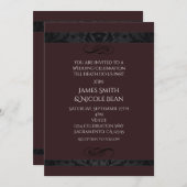 Mariage de l'élégance rouge foncé Invitation (Devant / Derrière)