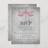 Mariage de libellules à bijoux roses RSVP (Devant / Derrière)