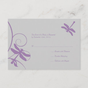 Mariage de libellules d'argent et de lavande RSVP