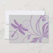 Mariage de libellules d'argent et de lavande RSVP (Dos)