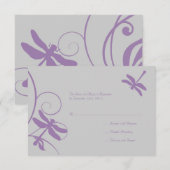 Mariage de libellules d'argent et de lavande RSVP (Devant / Derrière)
