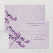 Mariage de libellules pourpres Damas RSVP (Devant / Derrière)