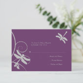 Mariage de libellules violettes et argentées RSVP (Debout devant)