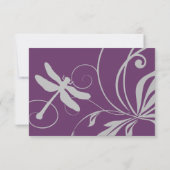 Mariage de libellules violettes et argentées RSVP (Dos)