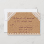 Mariage de liège à dentelle vintage RSVP (Dos)