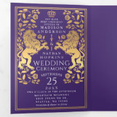 Mariage de Lion Médiéval Violet Royal Tri-Fold (Intérieur en premier)