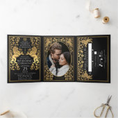 Mariage de Lion Royal Médiéval Noir Tri-Fold (Intérieur)