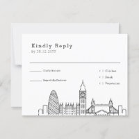 Mariage de Londres | Carte RSVP + Choix de nourrit