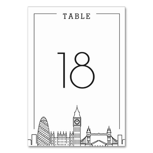 Mariage de Londres | Numéro de table (Dos)