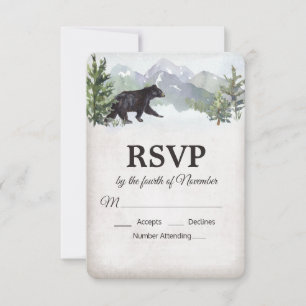 Mariage de l'ours rustique en bois RSVP
