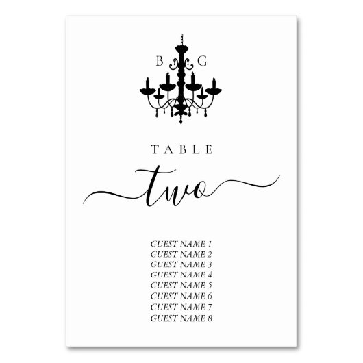 Mariage de lustre noir blanc carte de sièges (Par défaut)