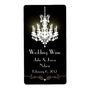 Mariage de lustre noir et blanc Étiquettes de vin