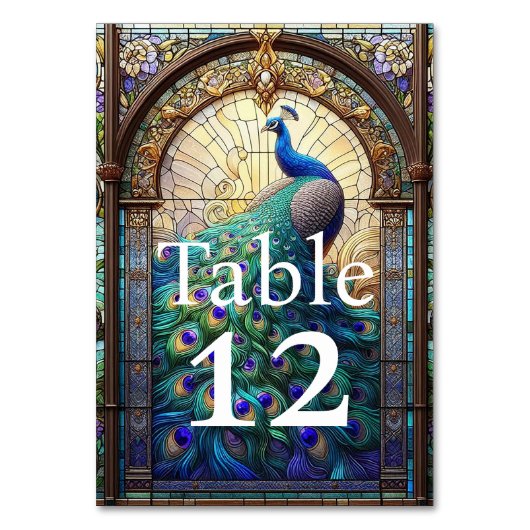 Mariage de luxe : Numéros de table Peacock (Dos)