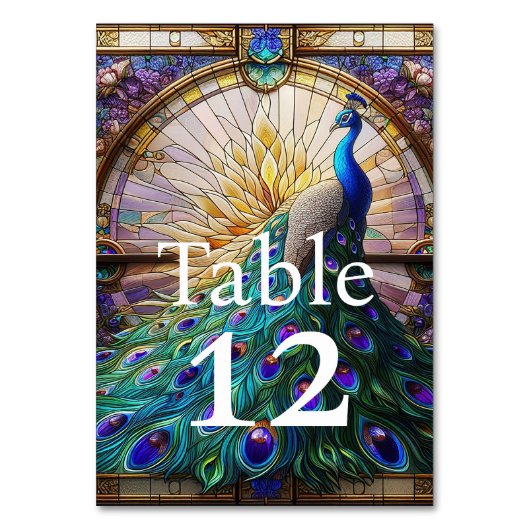 Mariage de luxe : Numéros de table Peacock (Dos)