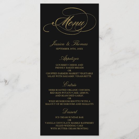 Mariage de menu Chic Faux Gold Foil Modèle (Devant)