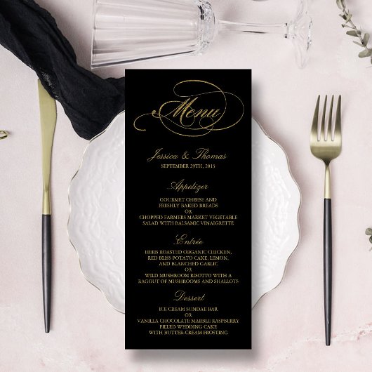 Mariage de menu Chic Faux Gold Foil Modèle