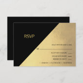 Mariage de menu Classic Modern Black & Gold Foil R (Devant / Derrière)