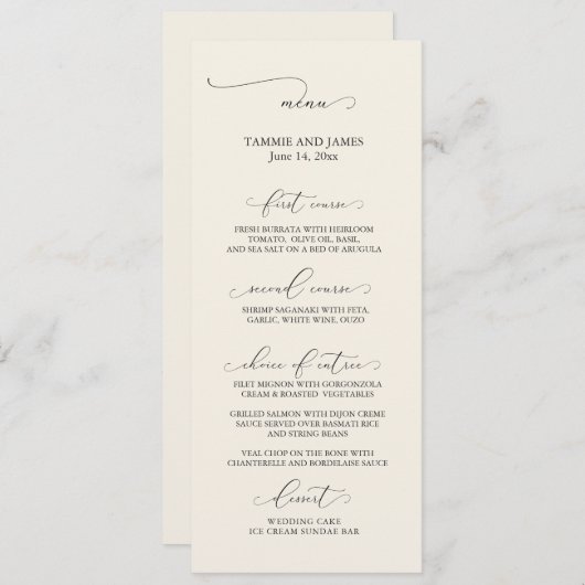 Mariage de menu Elegance sous-déclaré Crème (Devant / Derrière)
