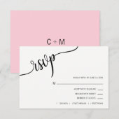 Mariage de menu RSVP Black White moderne (Devant / Derrière)