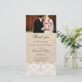 Mariage de Merci de Carte photo Burlap & Lace (Debout devant)