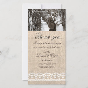 Mariage de Merci de Carte photo Burlap & Lace