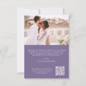 Mariage de Merci de Carte photo de code QR violet (Dos)