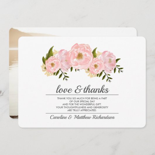 Mariage de Merci de Carte photo rose pâle (Devant / Derrière)