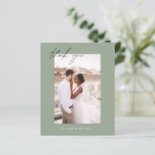 Mariage de Merci de code QR Sage Green Carte photo (Debout devant)