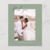 Mariage de Merci de code QR Sage Green Carte photo (Devant)