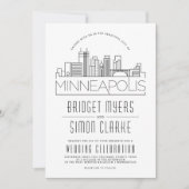 Mariage de Minneapolis | Invitation Skyline stylis (Devant)